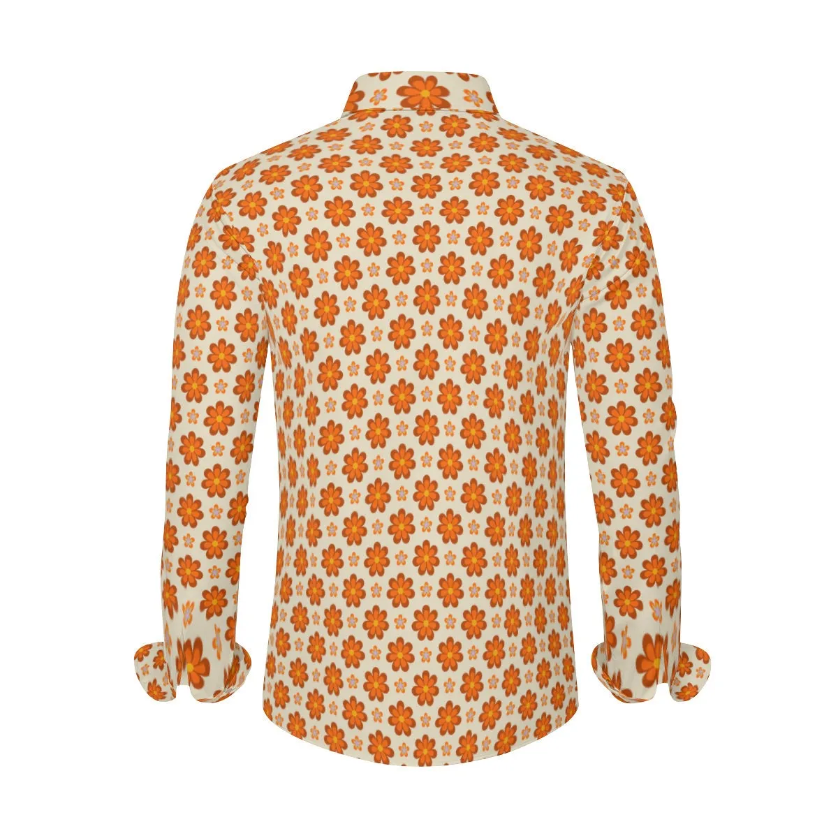 70s Shirt Men, Orange Floral shirt Men, Vintage 70s style shirt, 70s Clothing Men, Hippie Shirt Men, 70s inspired shirt, Mod Shirt Men