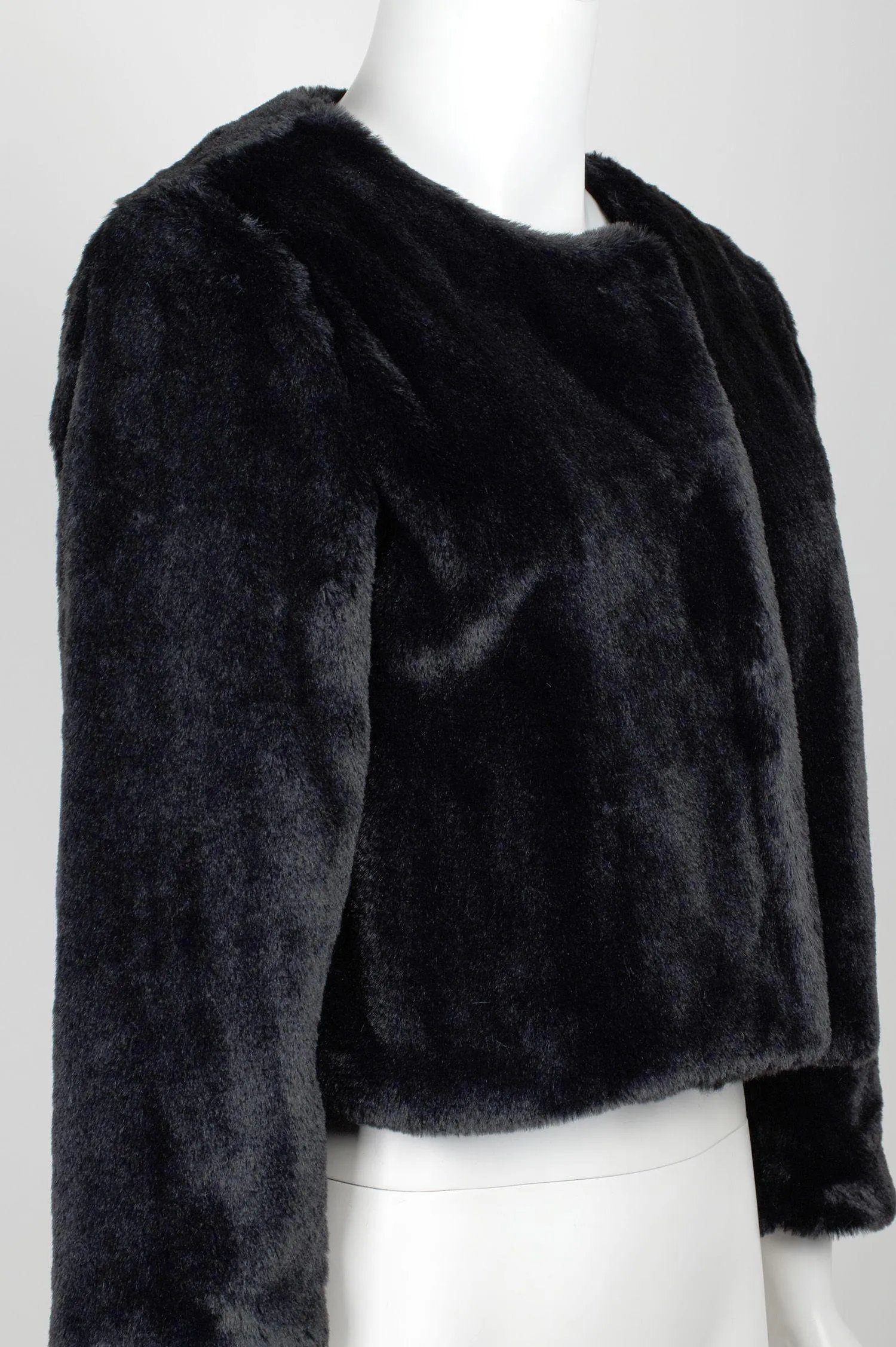 Adrianna Papell AP1E207063 Crew Neck 3/4 Sleeve Fur Jacket