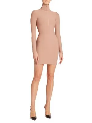 Alaia New Angie Stretch Knit Mini Dress In Nude