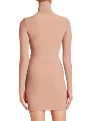 Alaia New Angie Stretch Knit Mini Dress In Nude