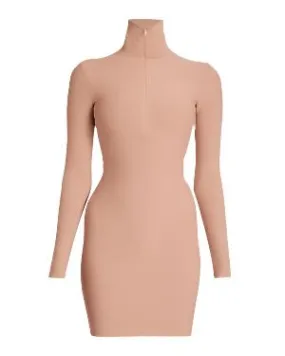 Alaia New Angie Stretch Knit Mini Dress In Nude