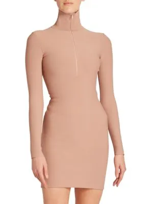 Alaia New Angie Stretch Knit Mini Dress In Nude