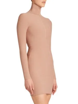 Alaia New Angie Stretch Knit Mini Dress In Nude