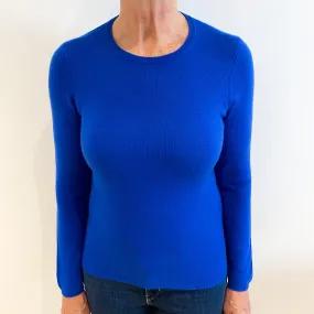 Azure Blue Cashmere Crew Neck Jumper Medium