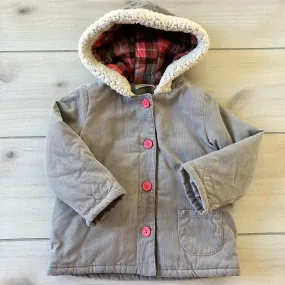 Baby Boden Gray Button Corduroy Hooded Jacket