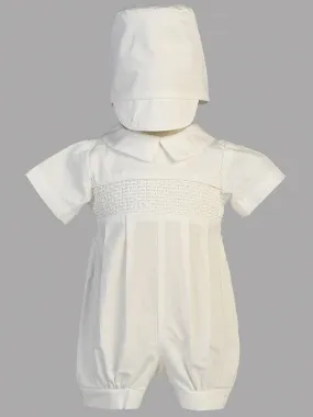 Baby Boys White Baptism & Christening Romper - Jeremy