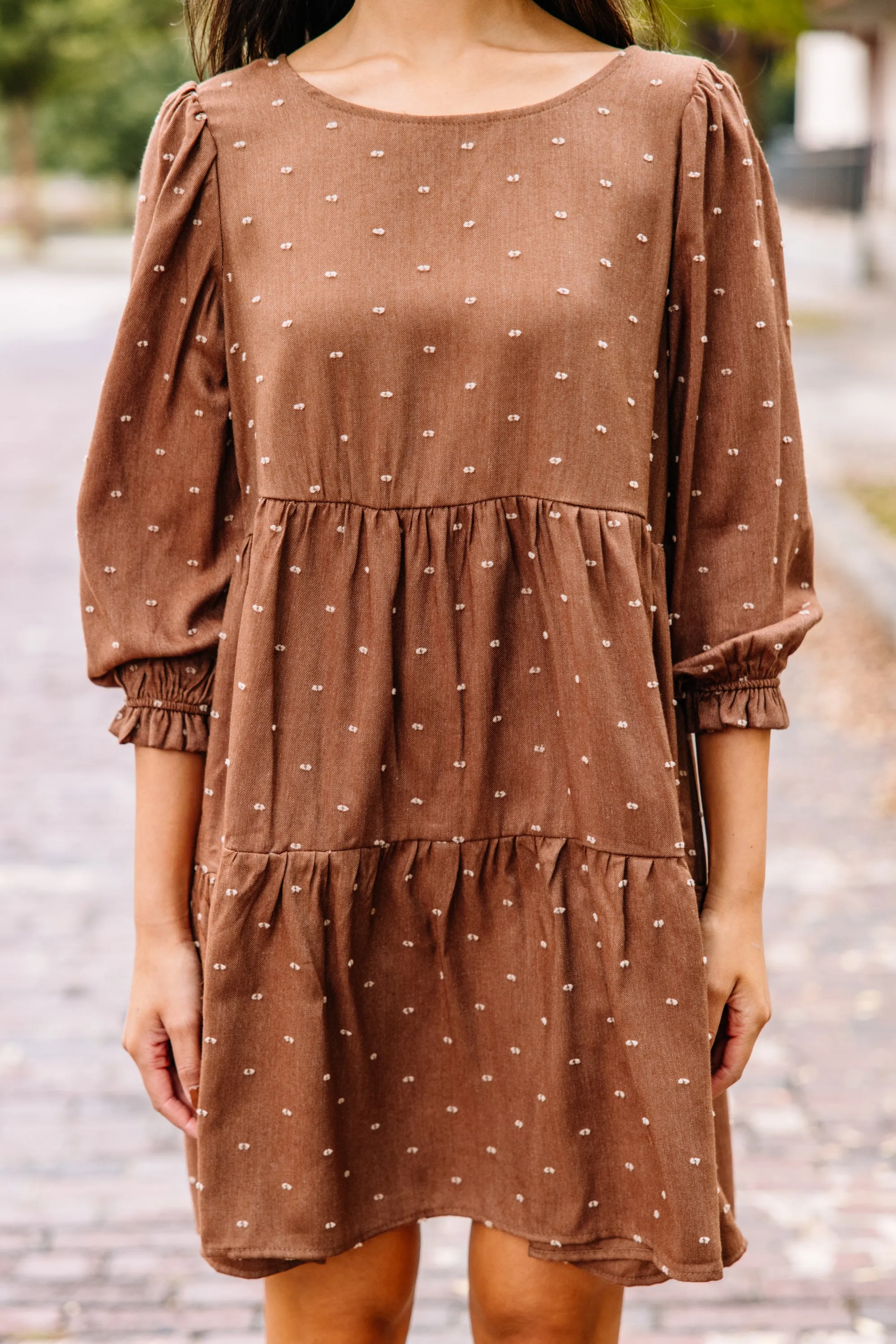 Be Your Best Brown Textured Babydoll Dress