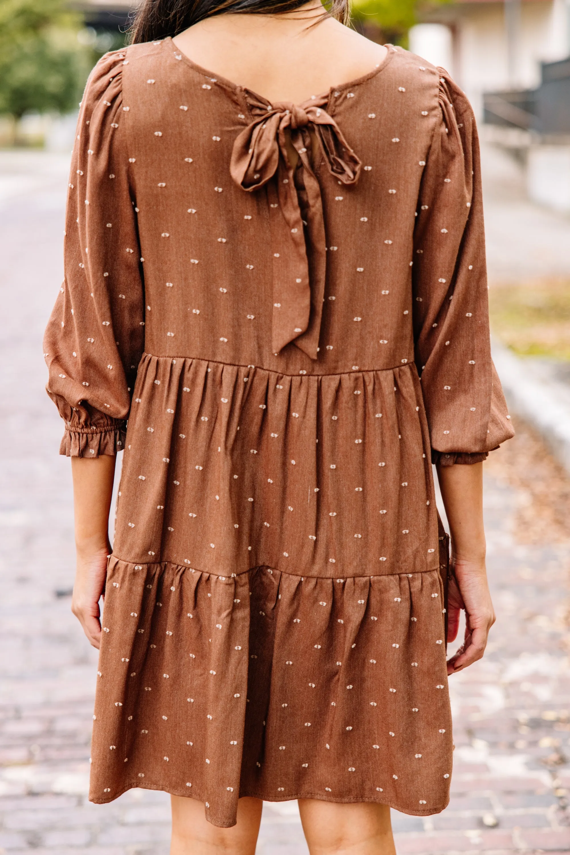 Be Your Best Brown Textured Babydoll Dress