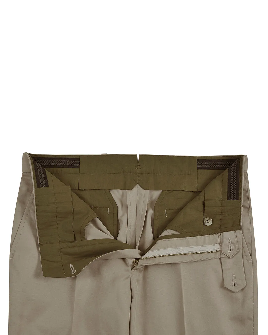 Beige Cotton Twill Dress Pant