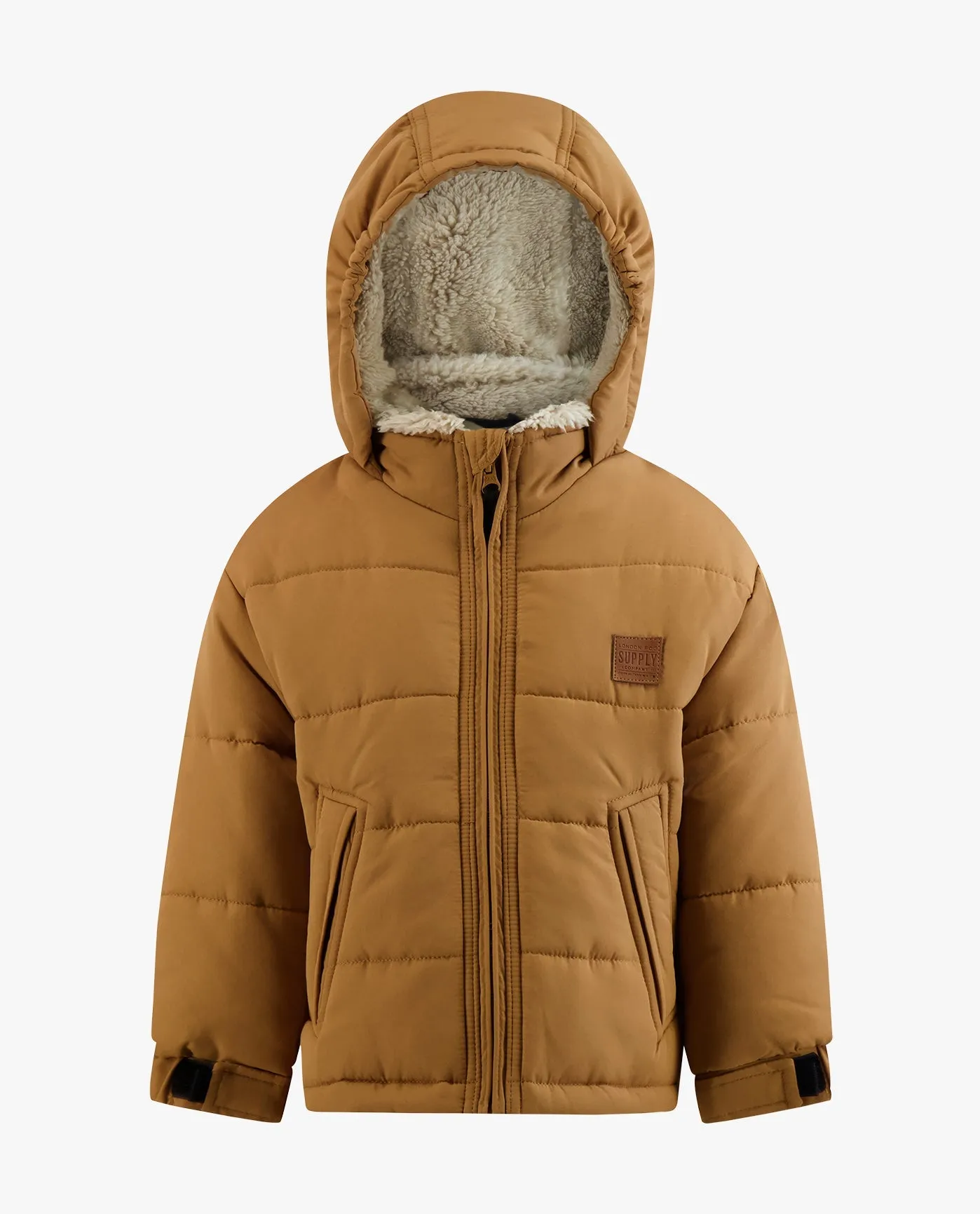 BIG BOYS ZIP-FRONT HOODED SHERPA LINED PUFFER