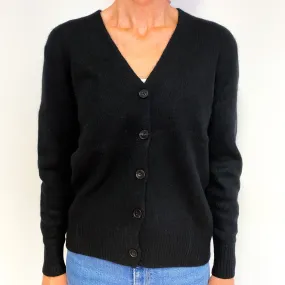 Black Chunky Cashmere V-Neck Cardigan Medium