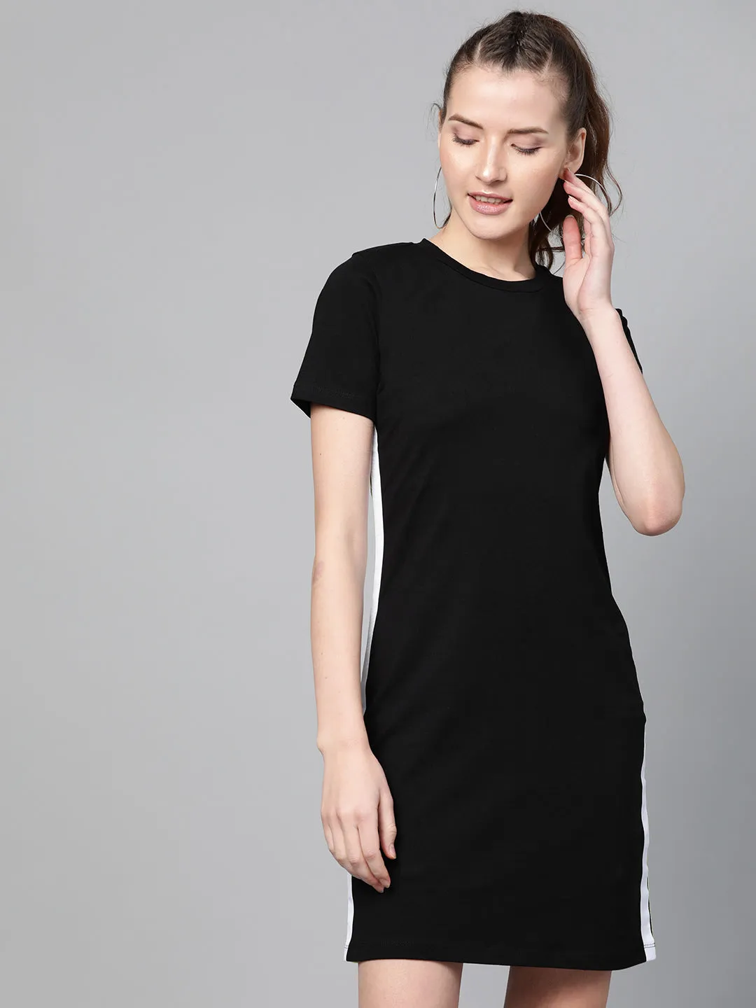 Black Side Tape Bodycon Dress