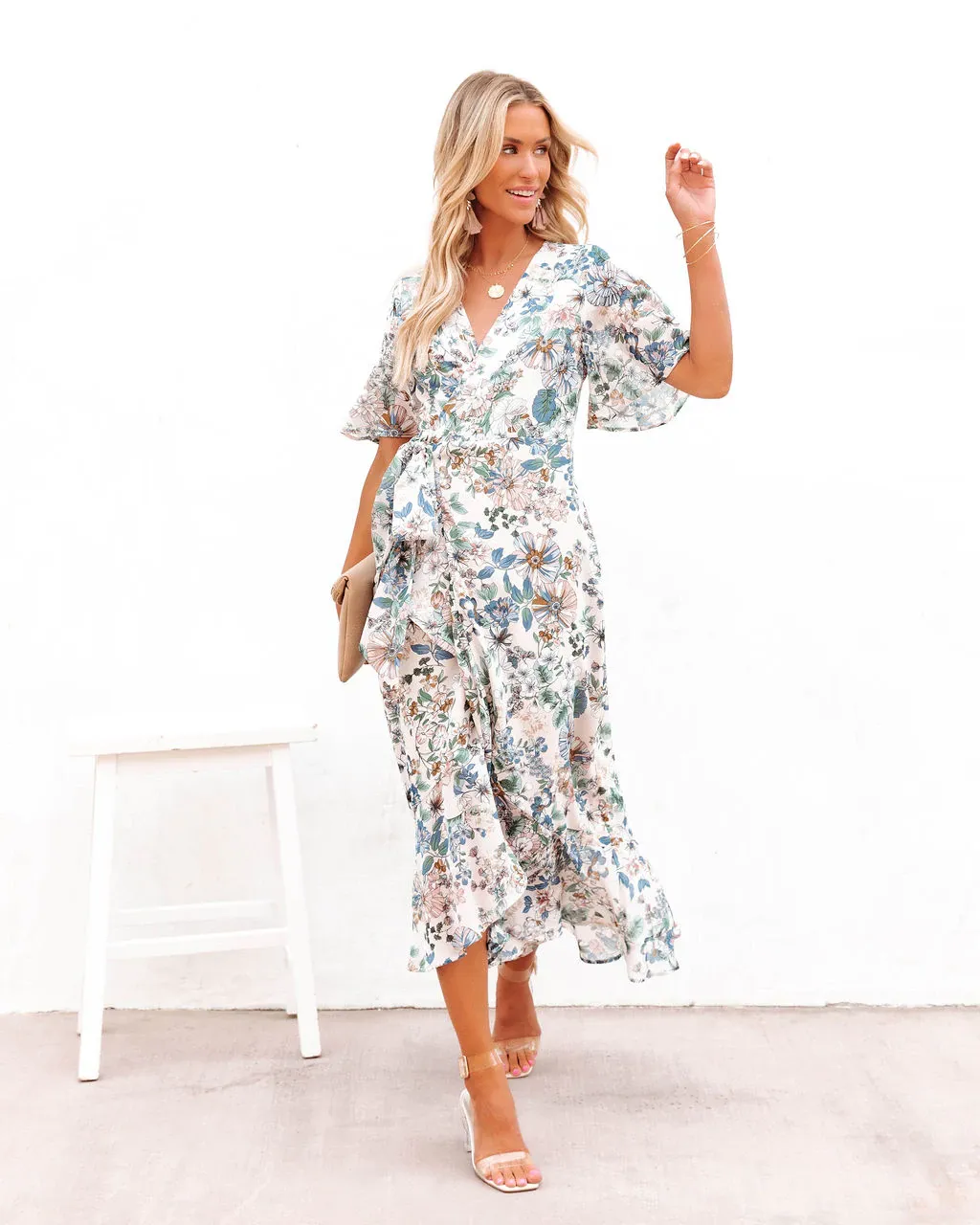 Bohemian Floral Wrap Dress