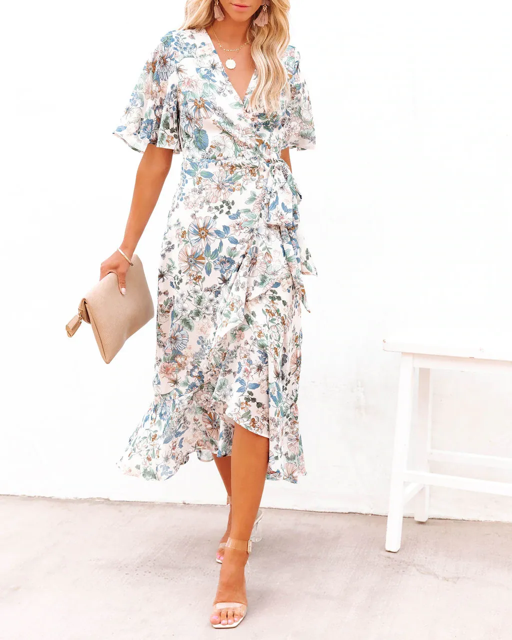 Bohemian Floral Wrap Dress