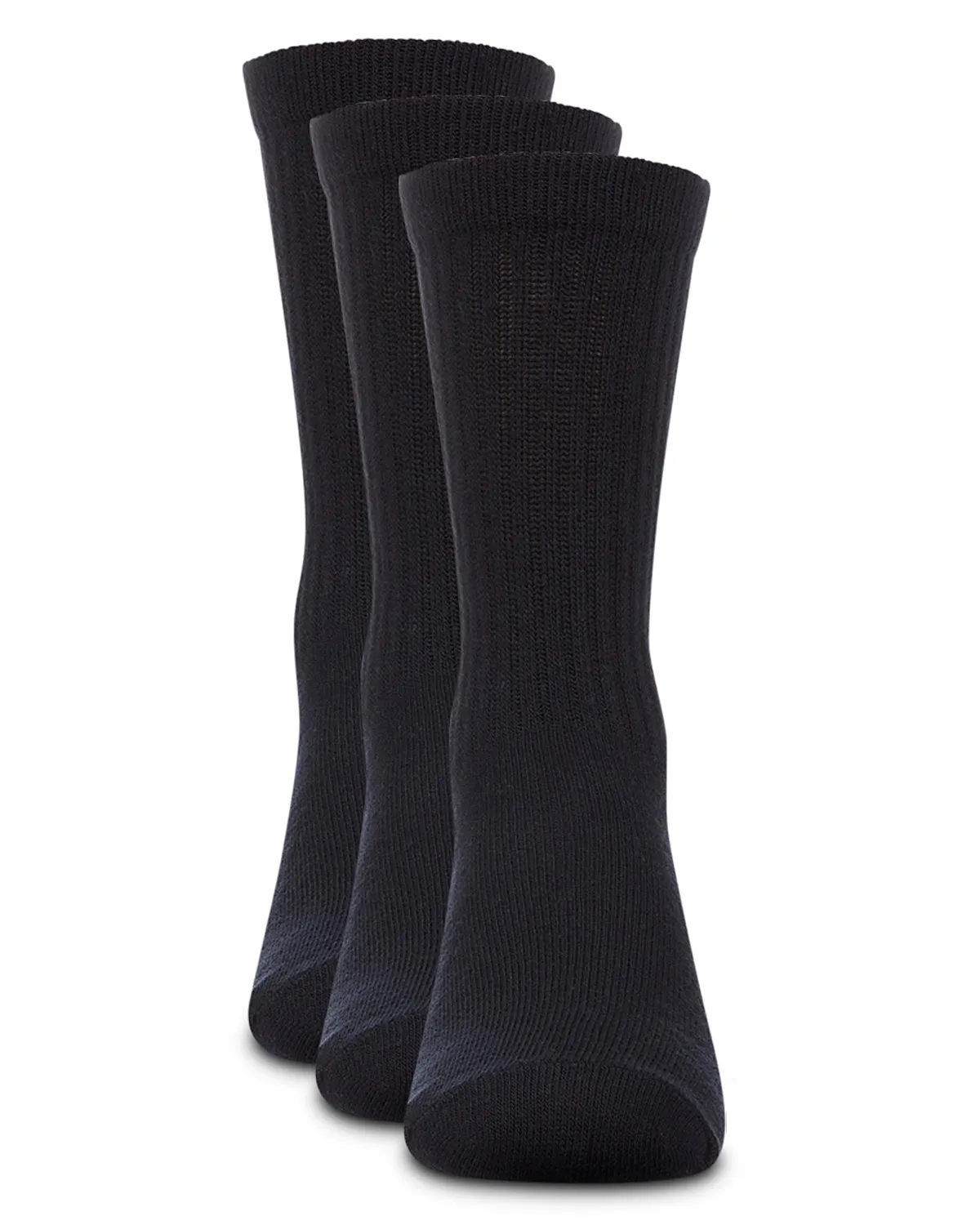 Boys' 3 Pair Pack Ribbed Cotton Blend Crew Sport Socks