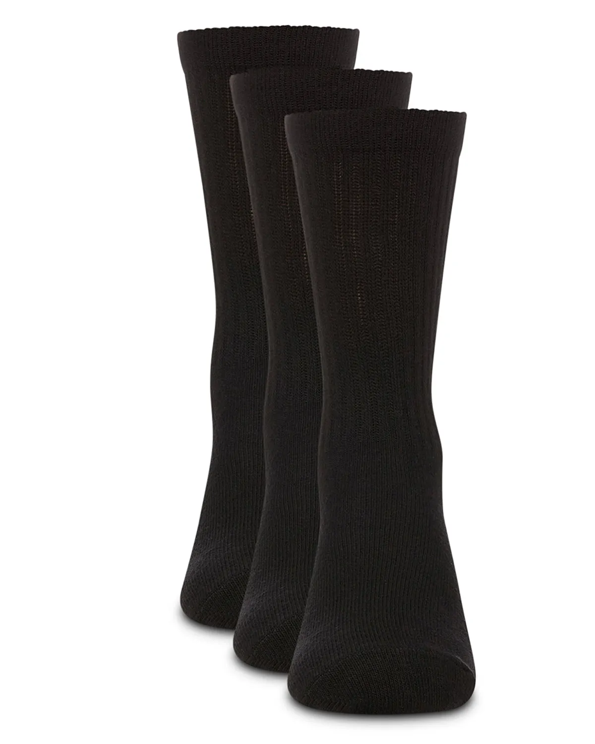 Boys' 3 Pair Pack Ribbed Cotton Blend Crew Sport Socks