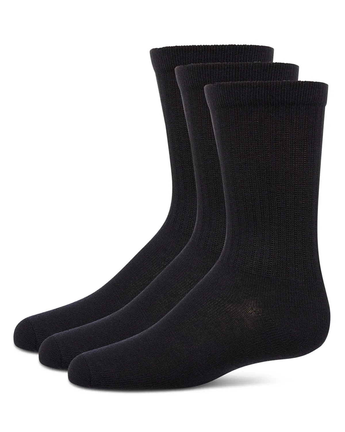 Boys' 3 Pair Pack Ribbed Cotton Blend Crew Sport Socks