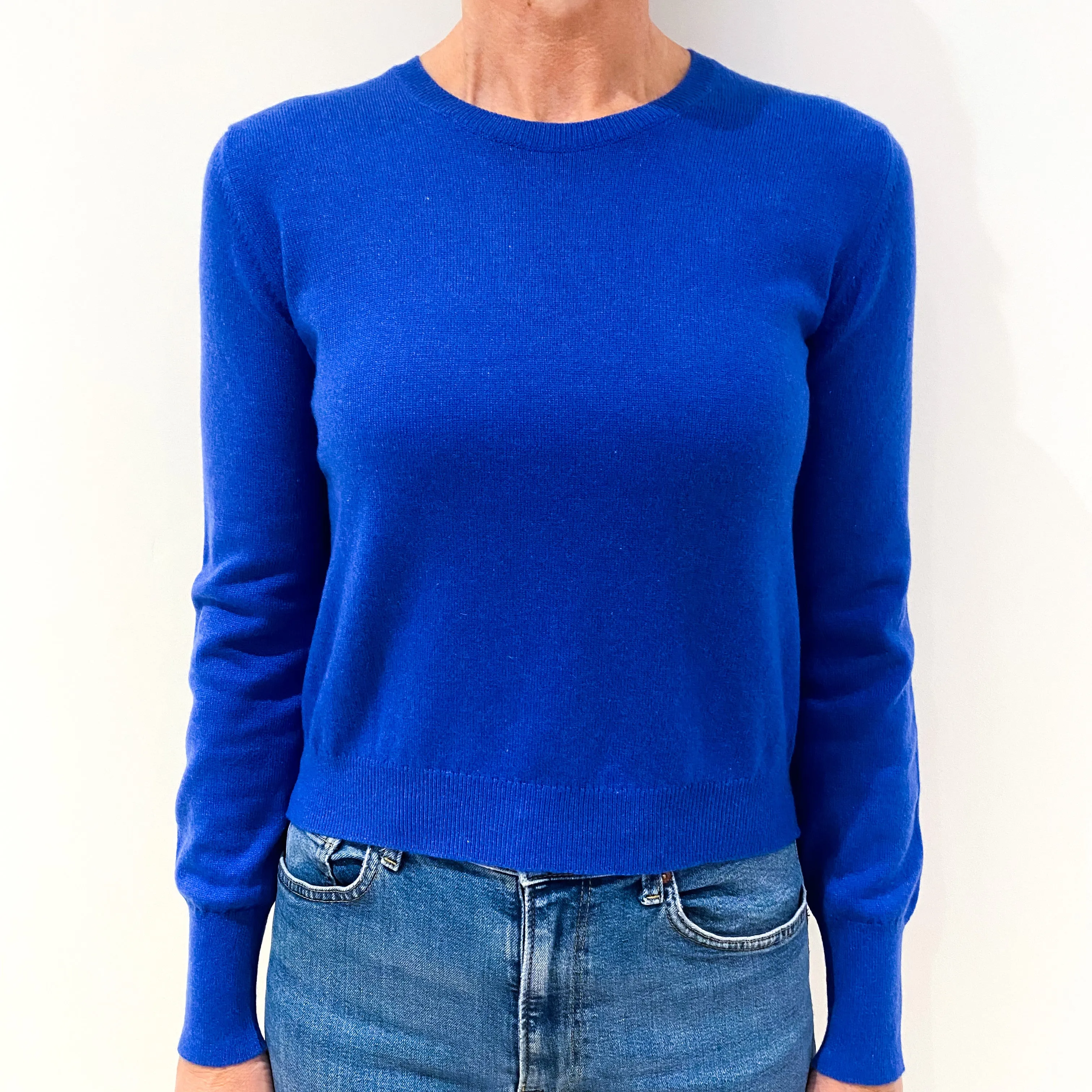 Brora Azure Blue Cashmere Crew Neck Jumper Small