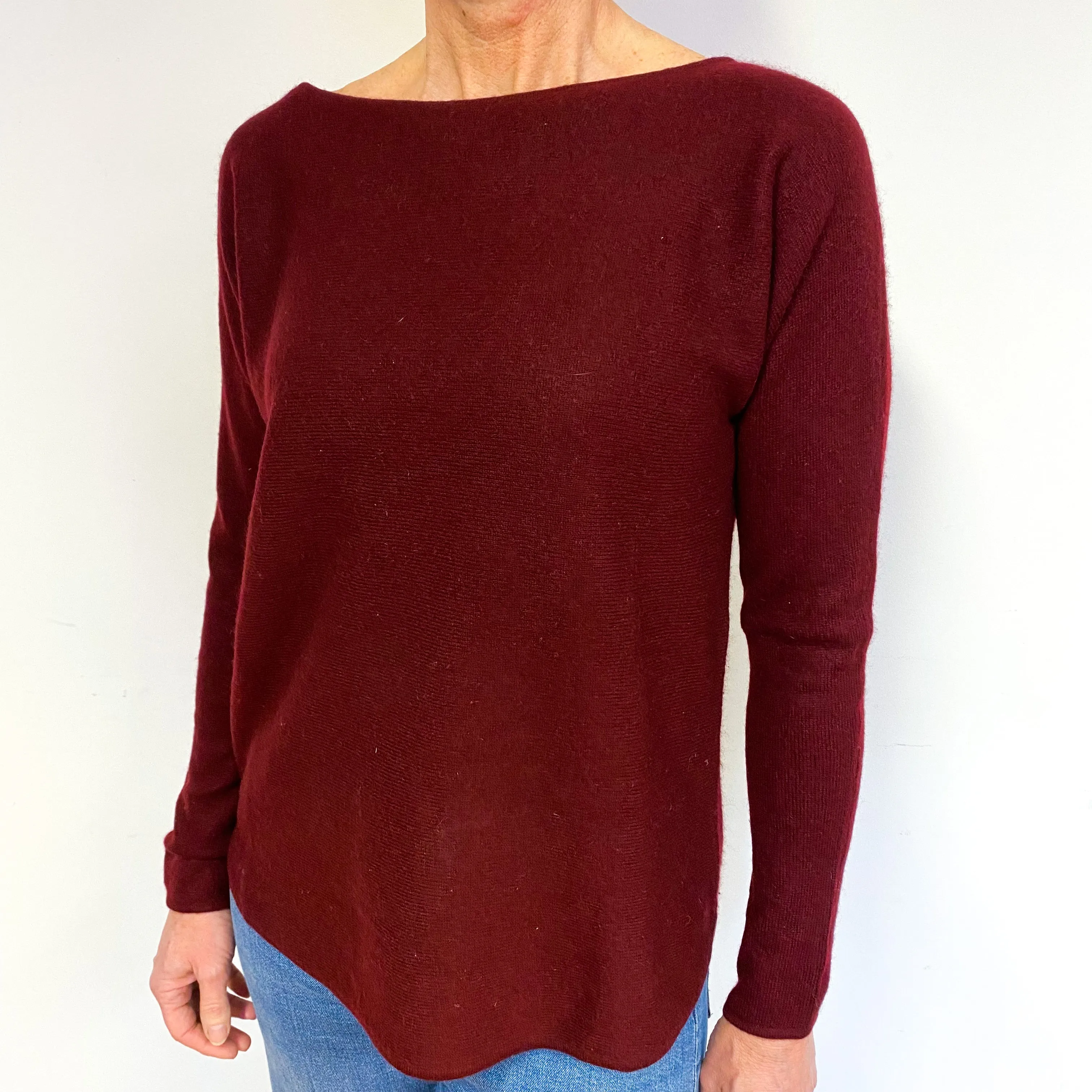 Burgundy Cashmere Crew Neck Jumper Medium