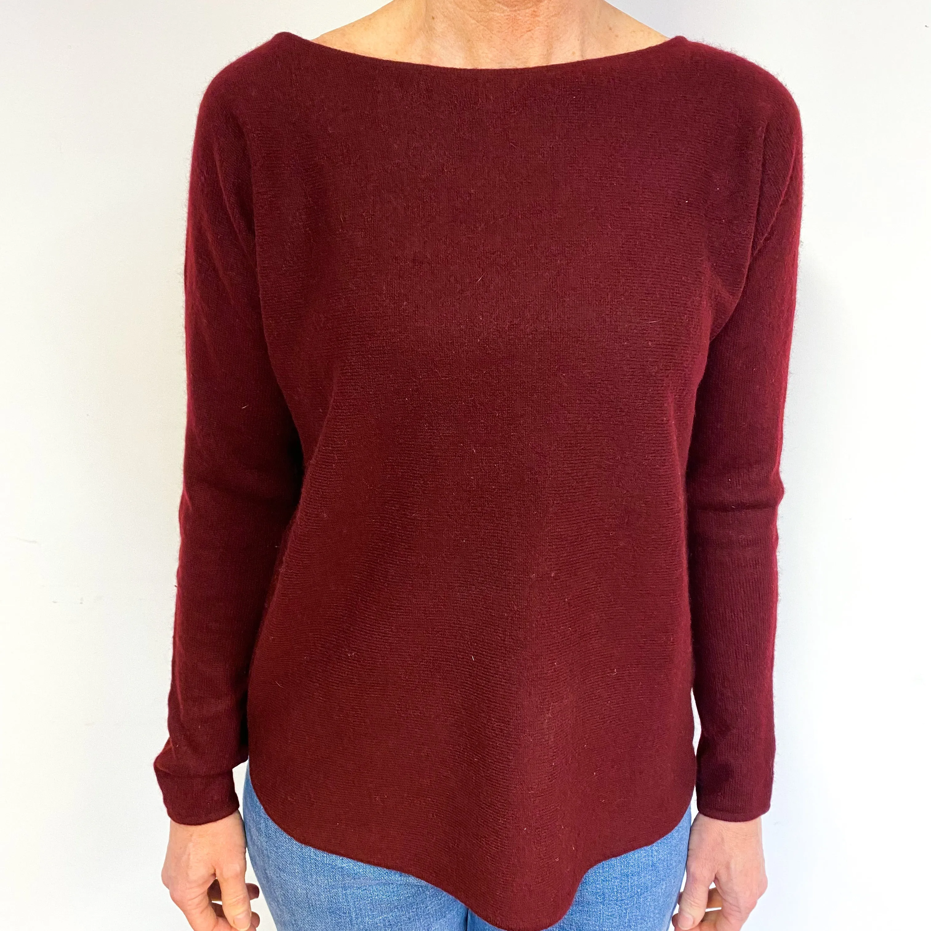 Burgundy Cashmere Crew Neck Jumper Medium