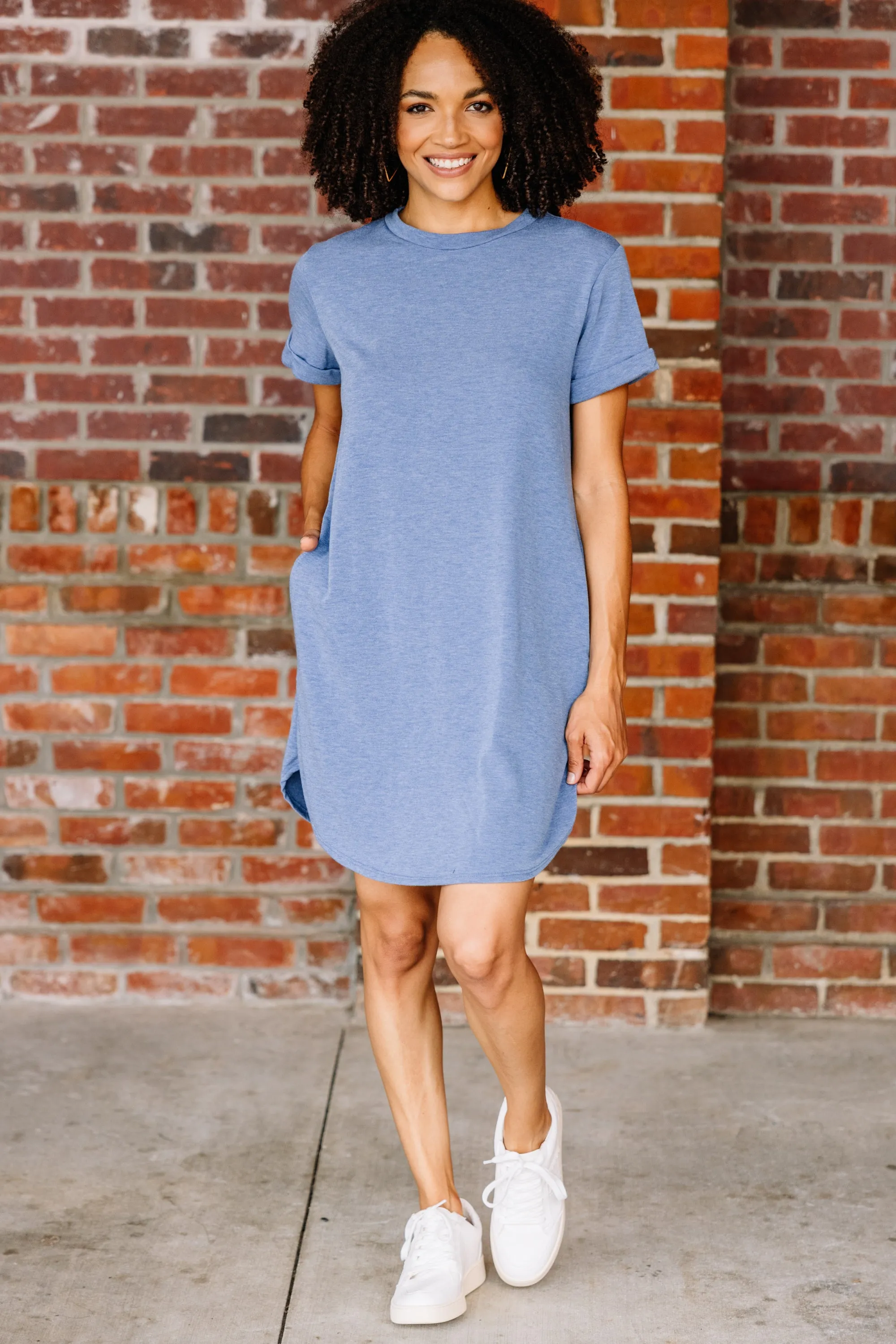 Captivating Comfort Denim Blue T-shirt Dress