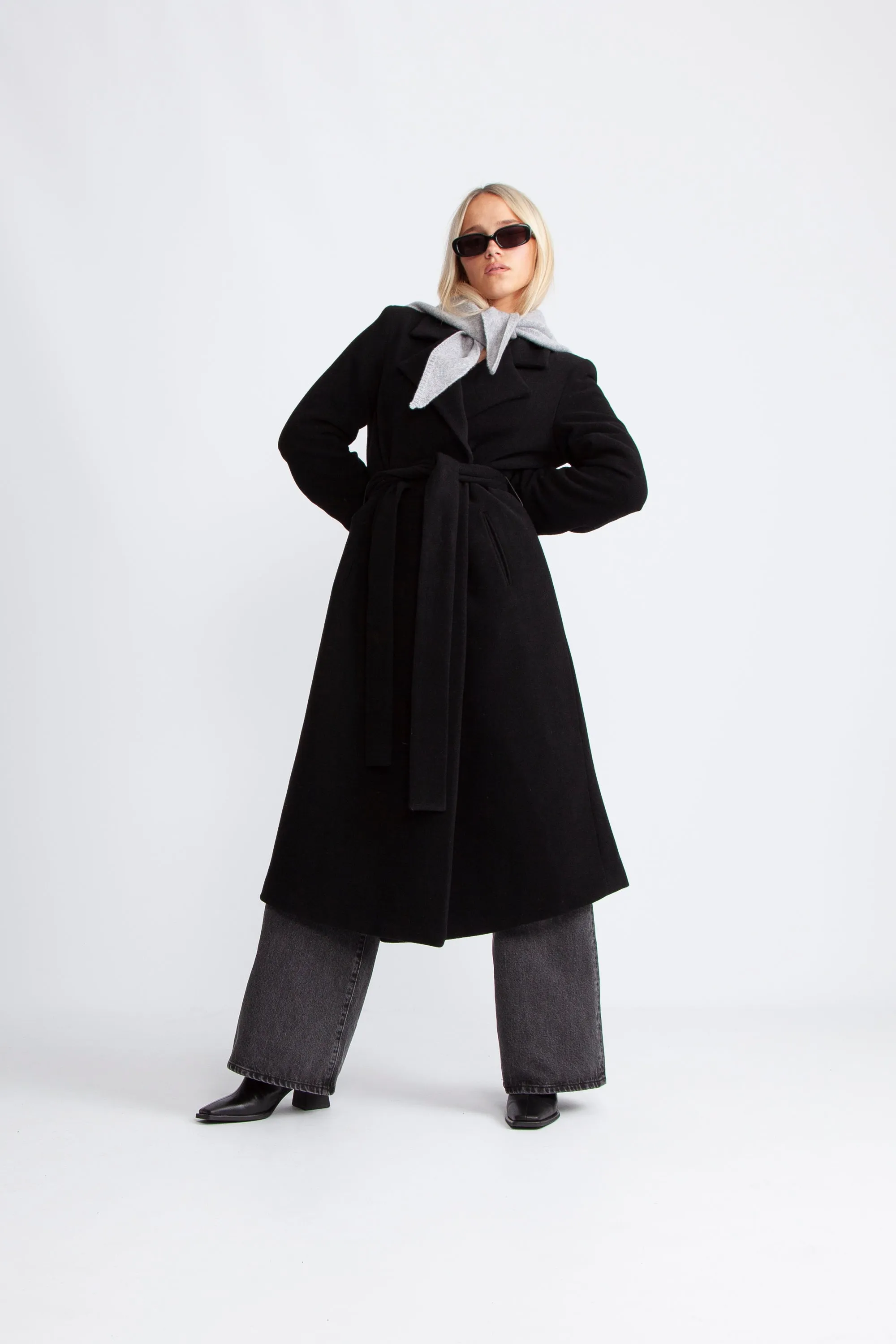 Charlotte Cashmere Wool Coat - Black