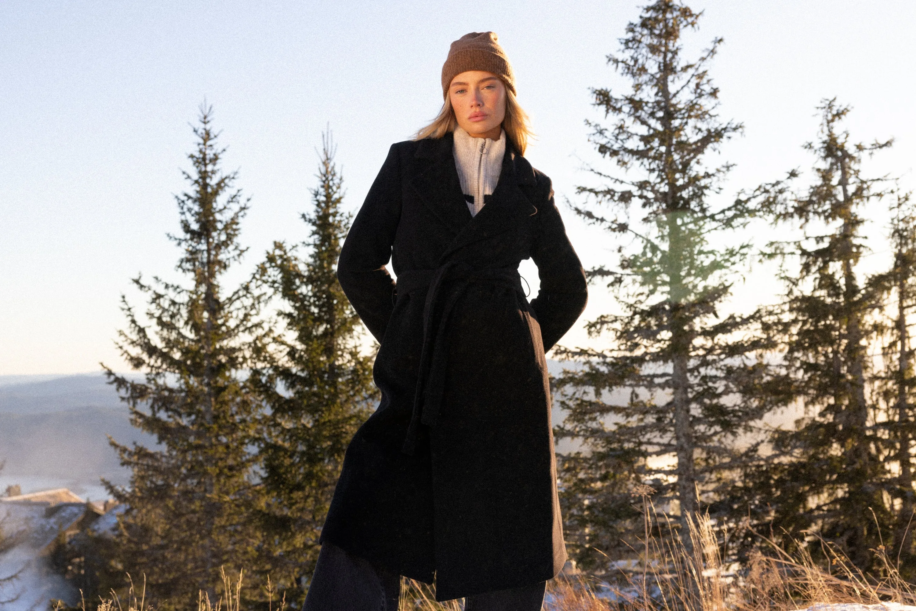 Charlotte Cashmere Wool Coat - Black