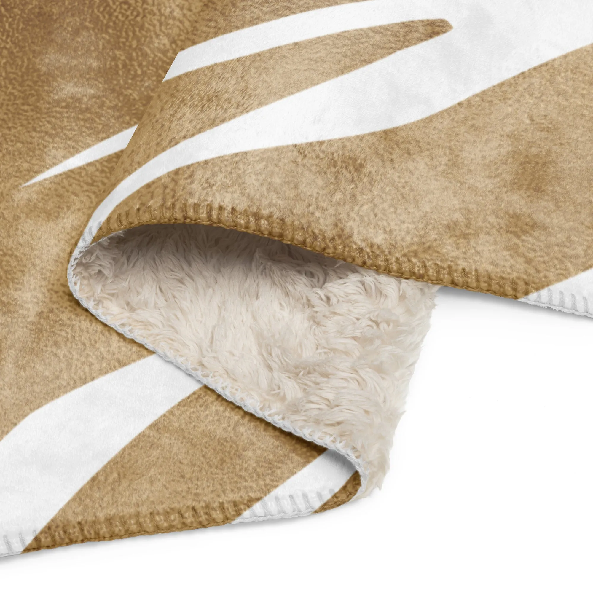 Chic Gold and White Animal Print Sherpa blanket lioness-love