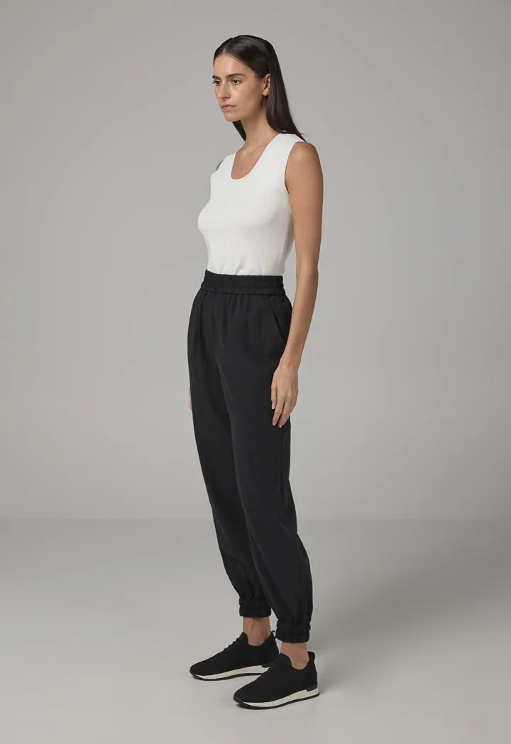 Choice Single Tone Elastic Waistband Trousers Black