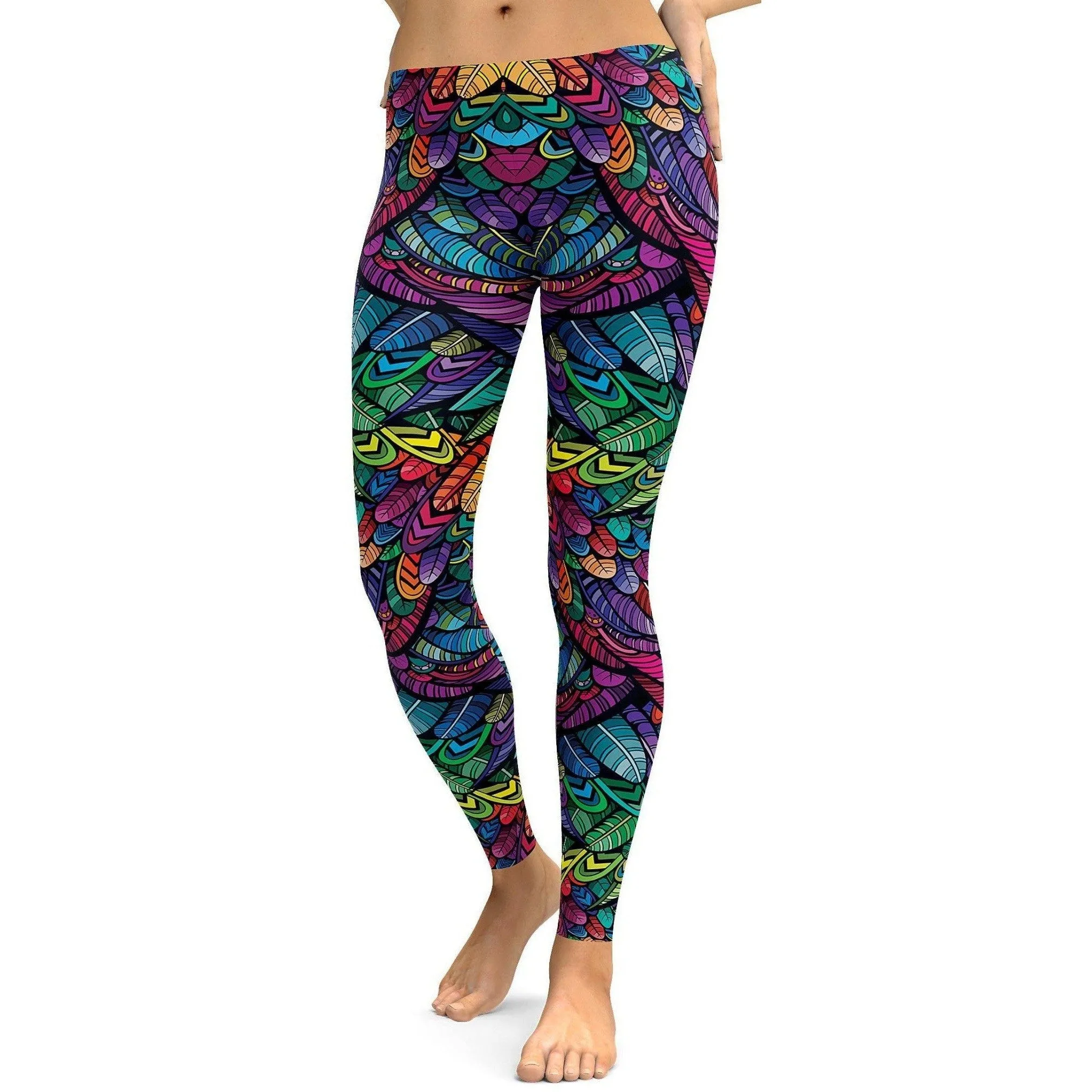 Colorful Feathers Leggings