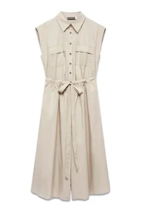 Cream Cotton Wrap Midi Shirt Dress