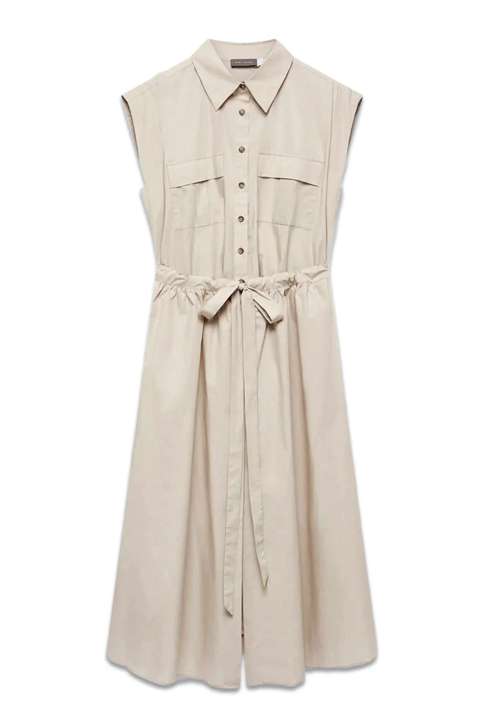 Cream Cotton Wrap Midi Shirt Dress