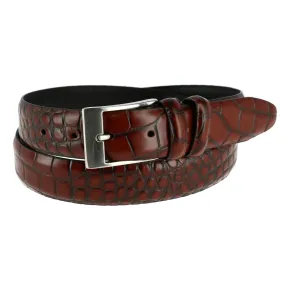 CTM® Men's Big & Tall Leather Croc Print Belt