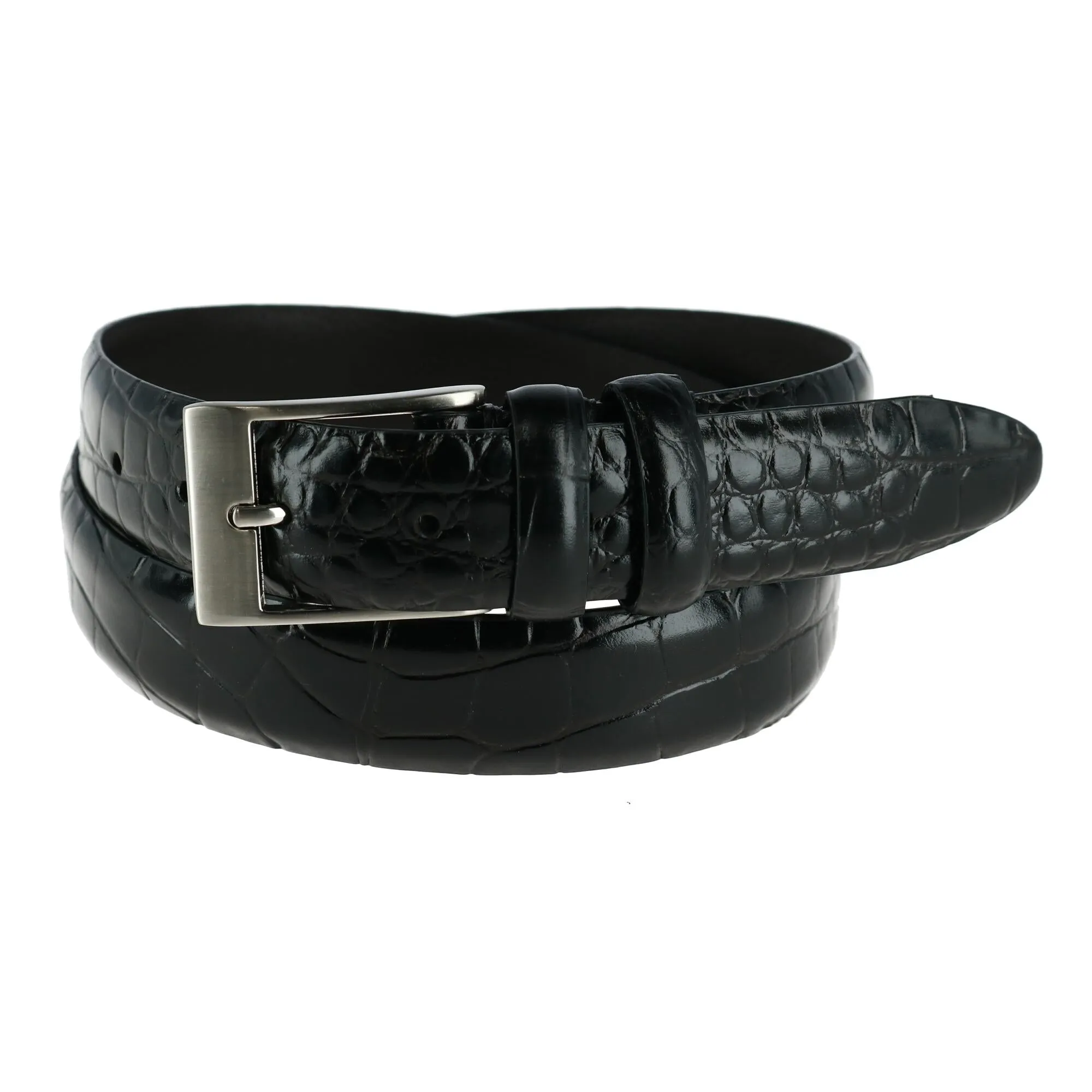 CTM® Men's Big & Tall Leather Croc Print Belt