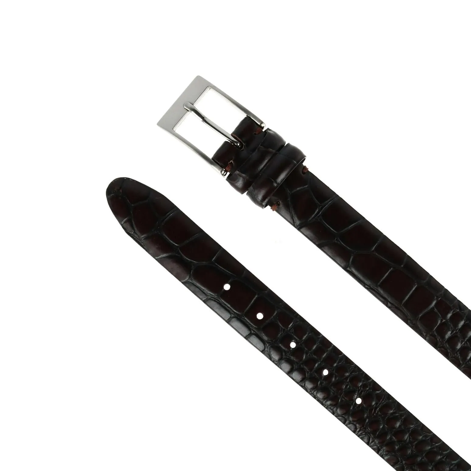 CTM® Men's Big & Tall Leather Croc Print Belt