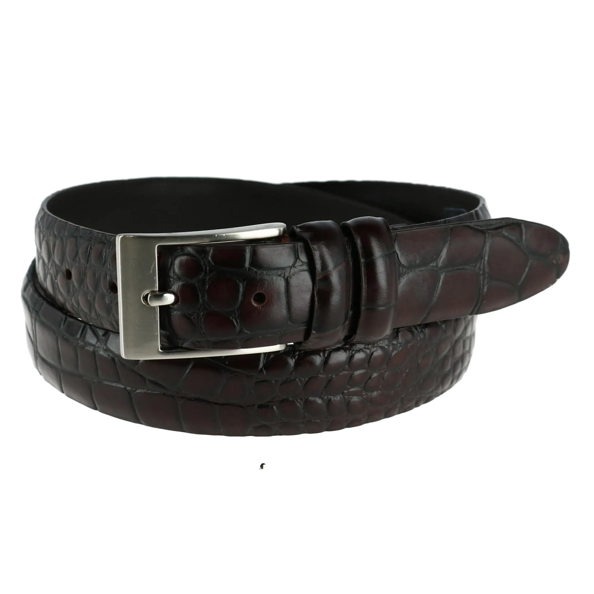 CTM® Men's Big & Tall Leather Croc Print Belt