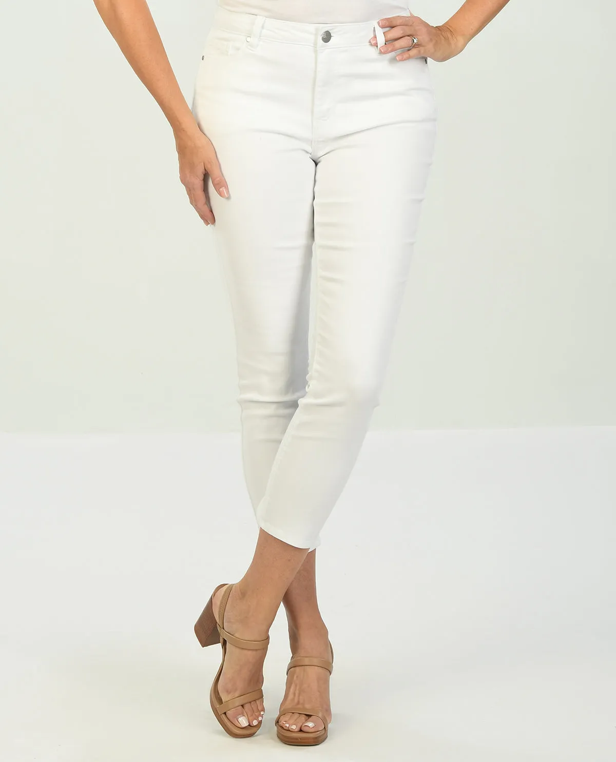 D Jeans White Sateen Ankle Jean