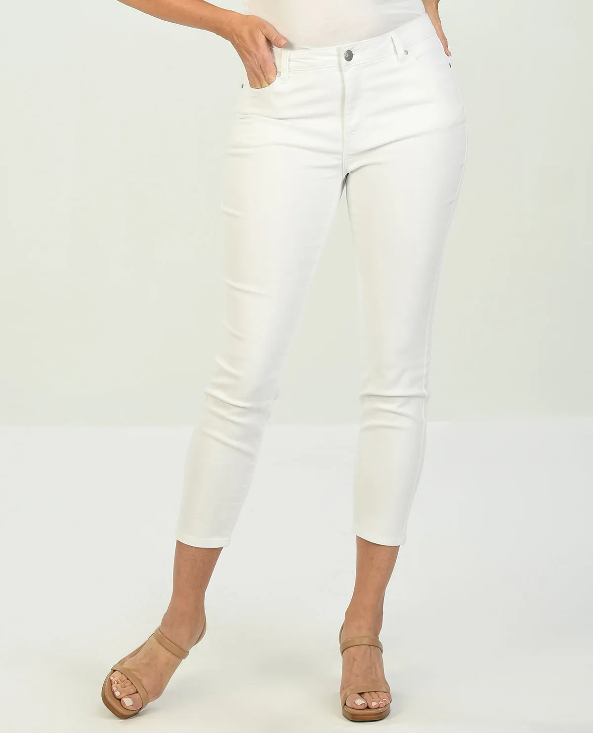 D Jeans White Sateen Ankle Jean