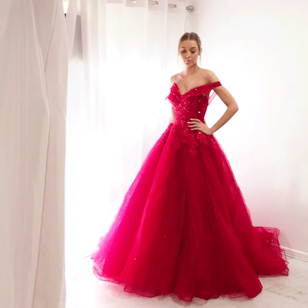 Dark red princess gown for hire