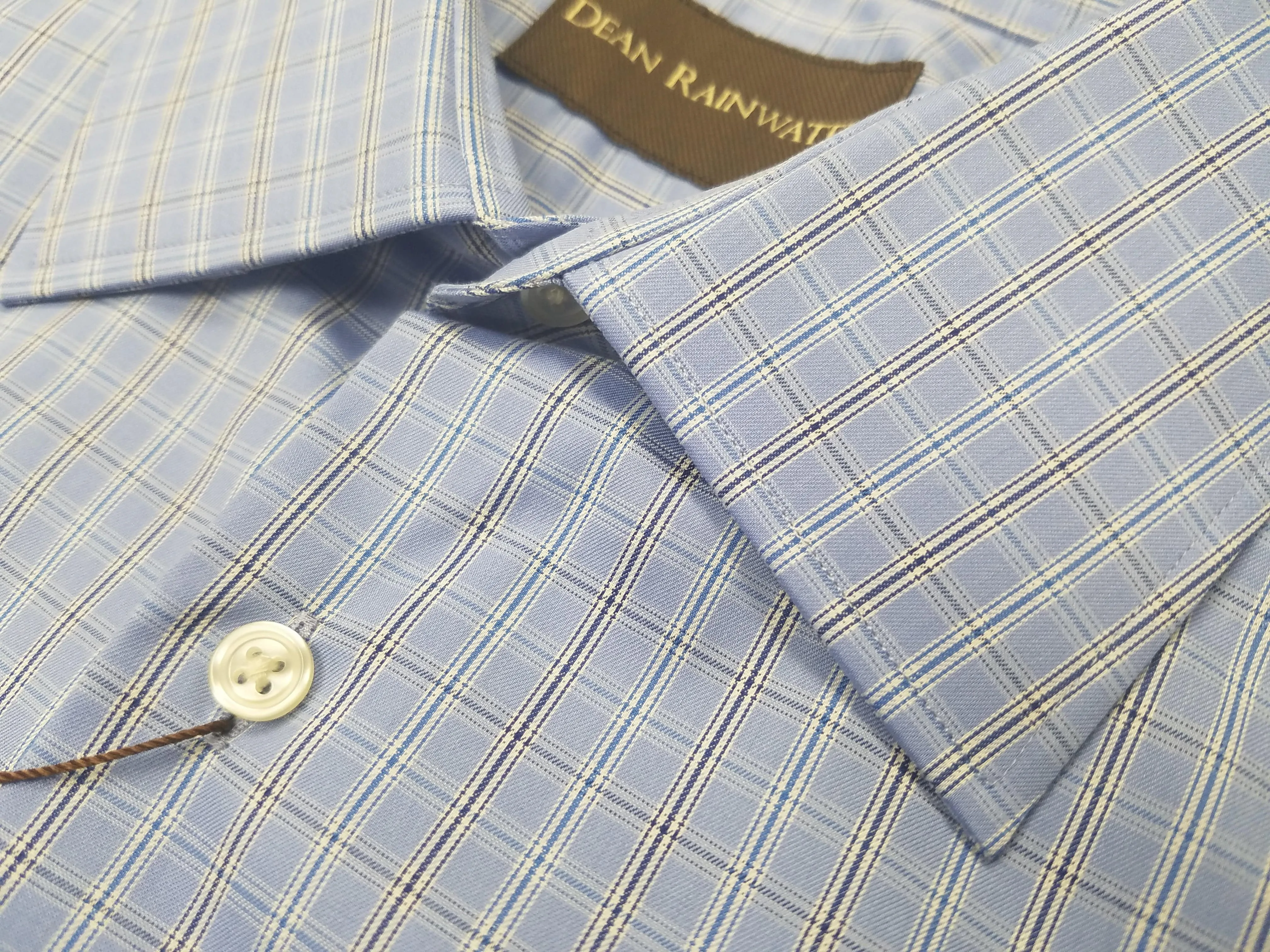 Dean Rainwater's 100% Cotton Blue Check Dress Shirt