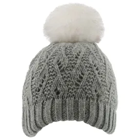 Dents Marl Yarn Lace Knit Beanie - Dove Grey