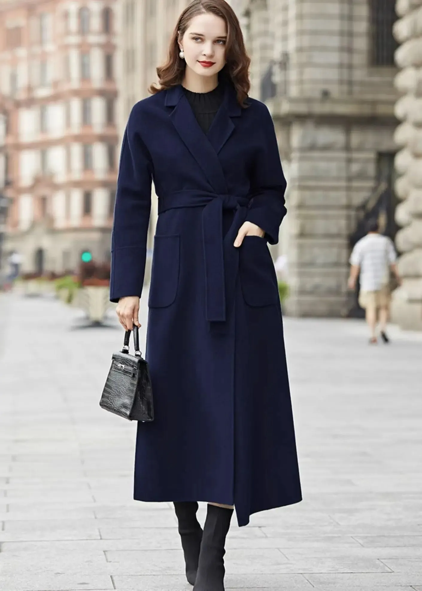 Double Face Wool Belted Long Coat