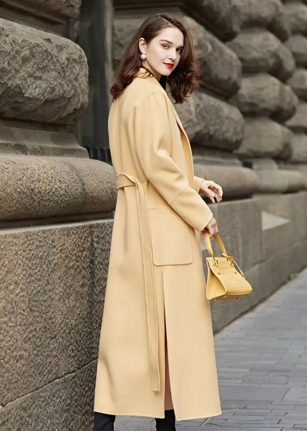 Double Face Wool Belted Long Coat