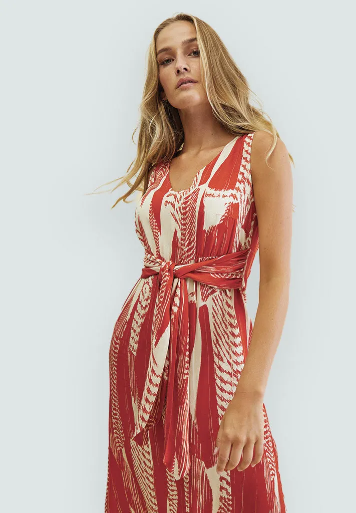 DSMelanie Wrap Dress - Red Clay Print