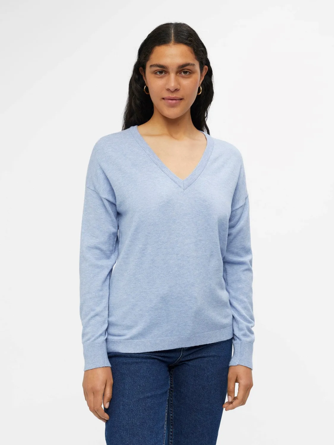 Eleana V-Neck Jumper (Serenity MELANGE)