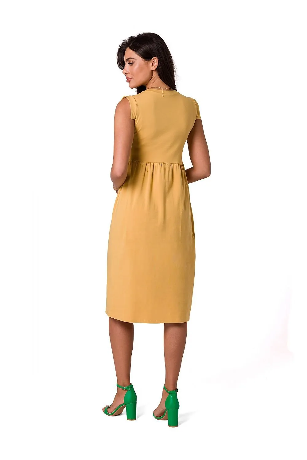 Elegant Holiday Midi Dress with Elevated Waistline