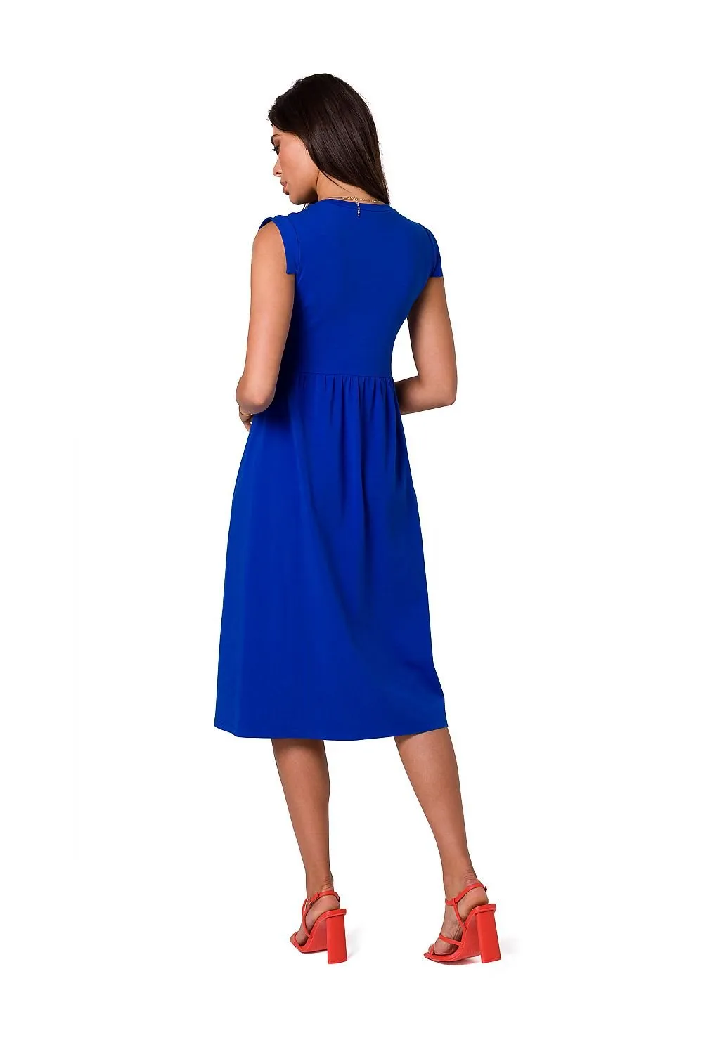 Elegant Holiday Midi Dress with Elevated Waistline