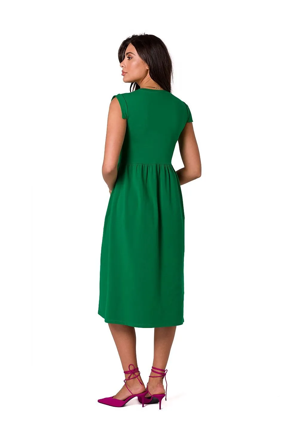 Elegant Holiday Midi Dress with Elevated Waistline