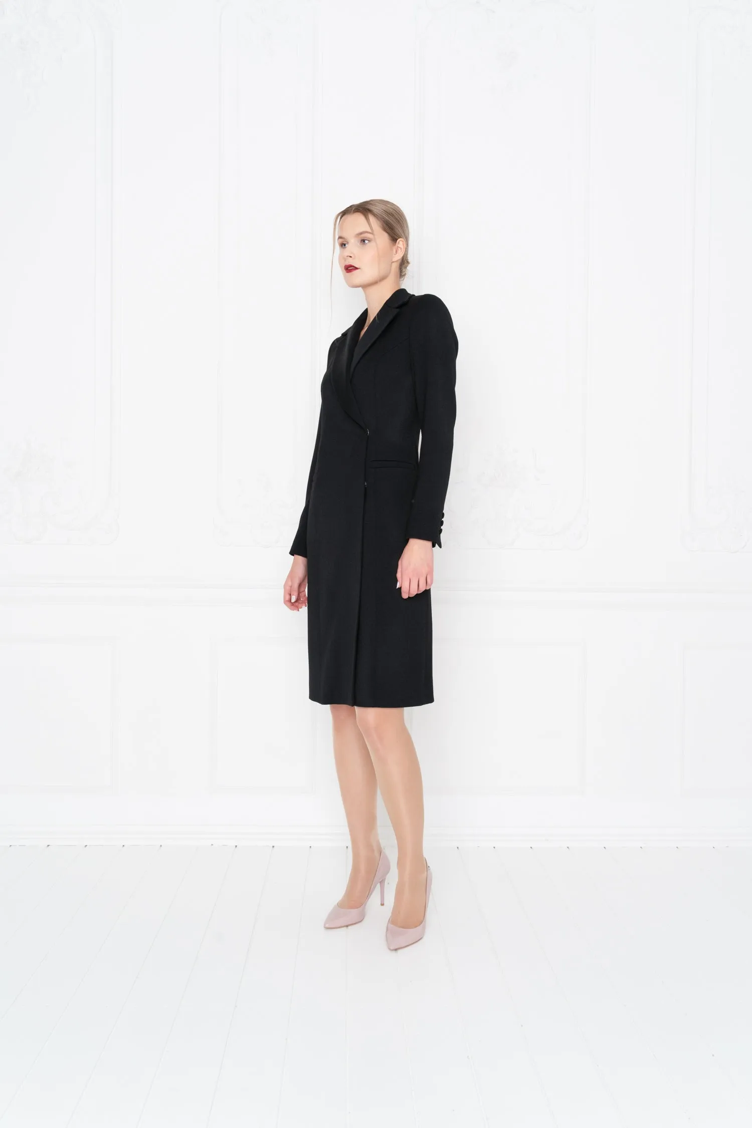 ERYTHRINA BLACK WOOL BLAZER DRESS