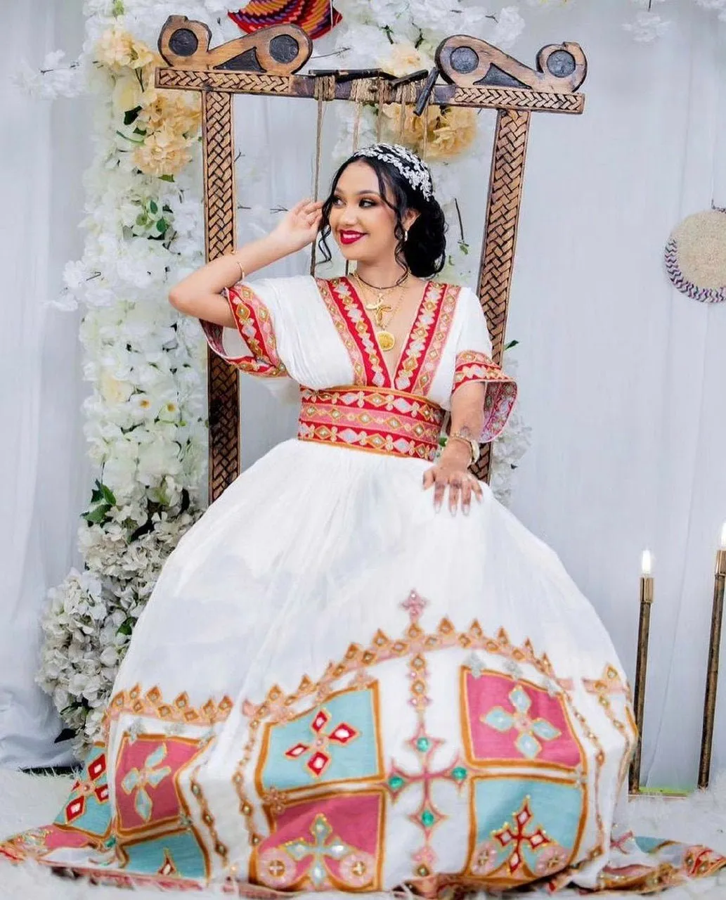 Ethiopian Elegance Habesha dress Embracing Vibrant Colors in Habesha kemis Designs